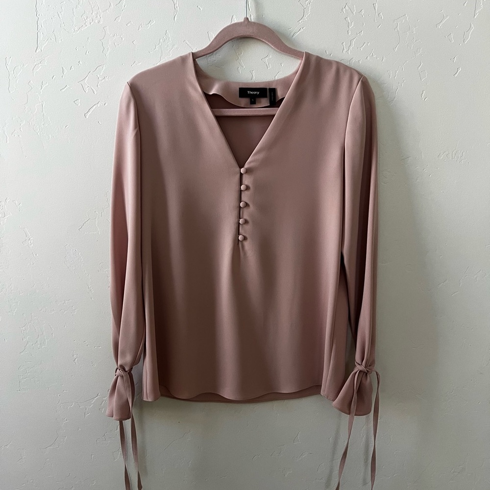 Theory Blush Button-Front Blouse